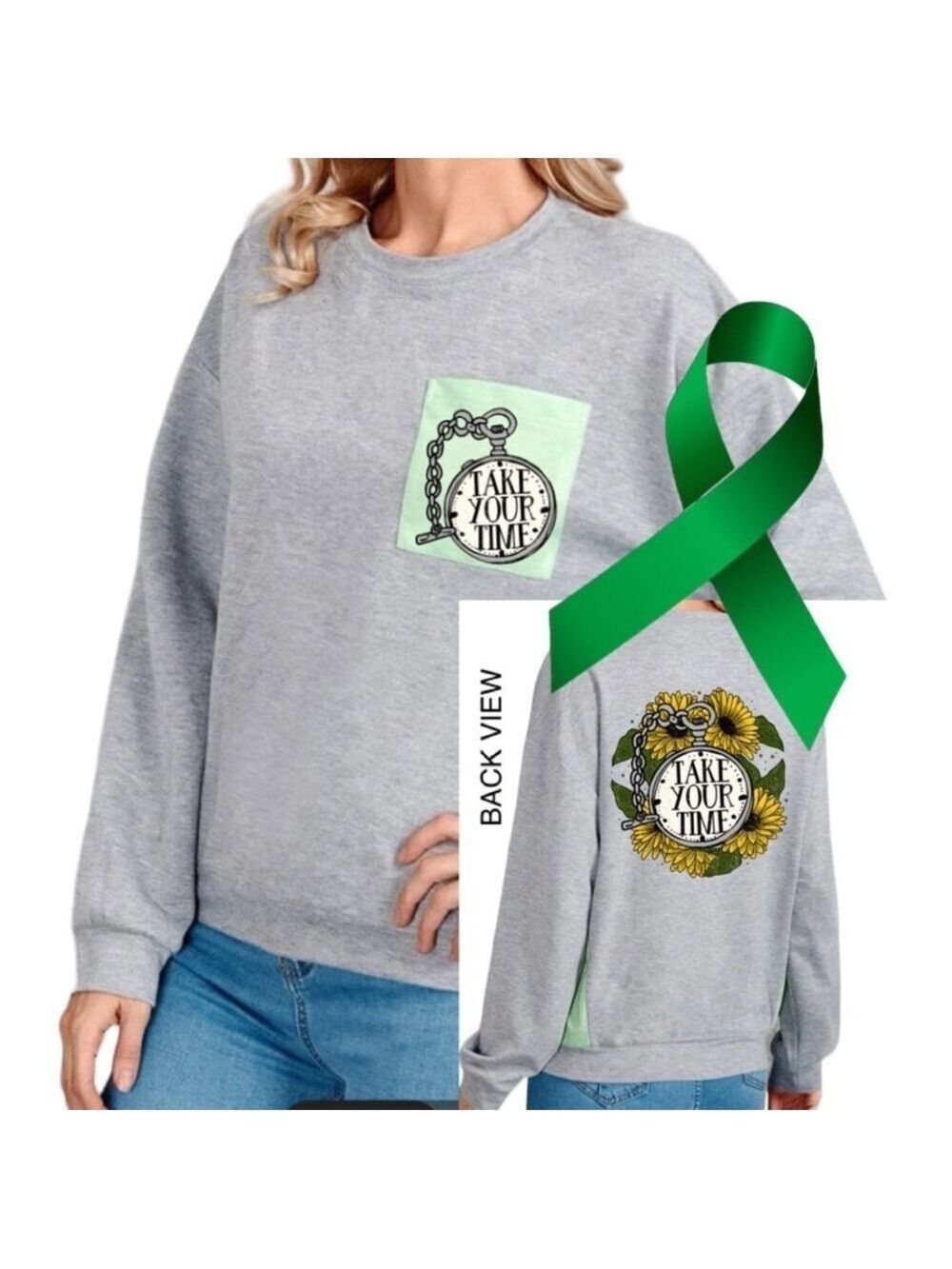 Take Your Time Mental Health graphic pullover raglan style sweatshirt XXL